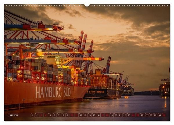 Produktbild: Magic Nights Containerschiffe (hochwertiger Premium Wandkalender 2027 DIN A2 quer), Kunstdruck in Hochglanz