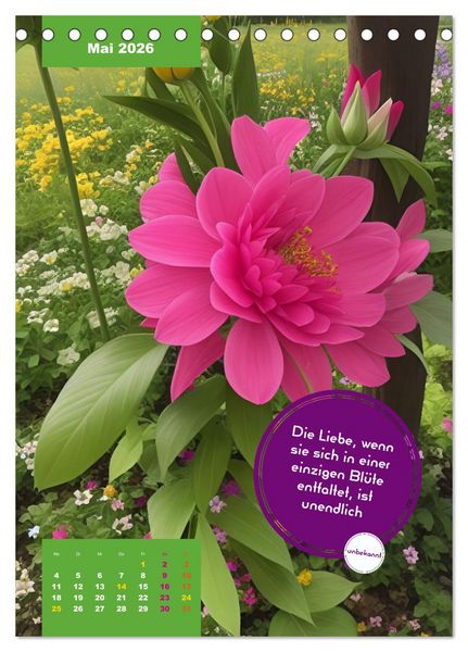 Produktbild: Verr&uuml;ckt nach BLUMEN Artwork - Farben - Zitate (Tischkalender 2026 DIN A5 hoch), CALVENDO Monatskalender