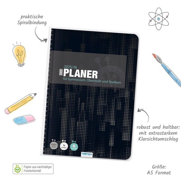 Produktbild: Tr&ouml;tsch Gymnasialplaner Dark 25/26
