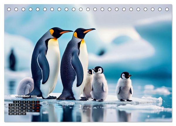 Produktbild: Mit den Pinguinen (Tischkalender 2026 DIN A5 quer), CALVENDO Monatskalender