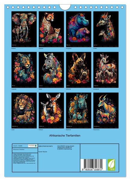 Produktbild: Afrikanische Tierfamilien (Wandkalender 2026 DIN A4 hoch), CALVENDO Monatskalender