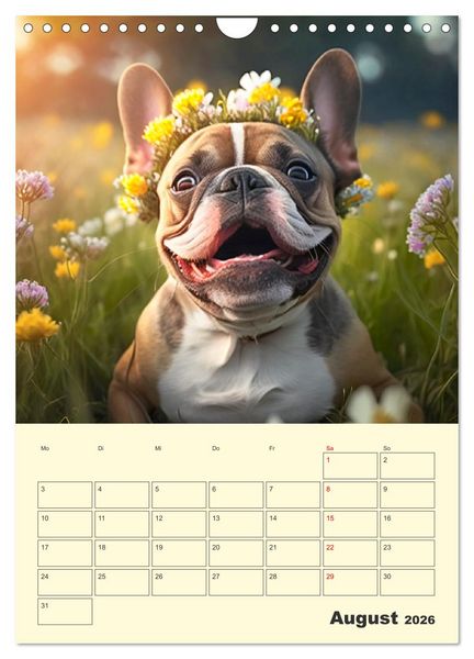 Produktbild: Lustige Flederm&auml;use. Franz&ouml;sische Bulldoggen bei der Freizeitgestaltung (Wandkalender 2026 DIN A4 hoch), CALVENDO Monatskalender