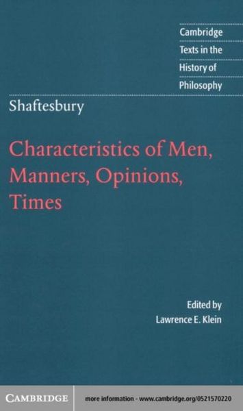 Produktbild: Shaftesbury: Characteristics of Men, Manners, Opinions, Times