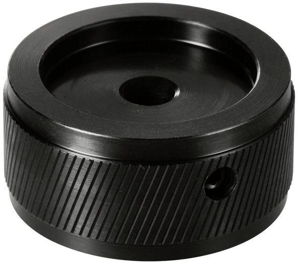 Produktbild: TRU COMPONENTS TC-11654300 Drehknopf mit Knopfmarkierung Schwarz (&Oslash; x H) 34 mm x 17 mm Aluminium 1 St.