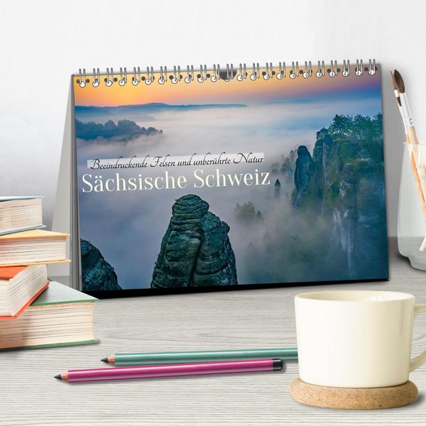 Produktbild: S&auml;chsische Schweiz - Beeindruckende Felsen und unber&uuml;hrte Natur (Tischkalender 2026 DIN A5 quer), CALVENDO Monatskalender