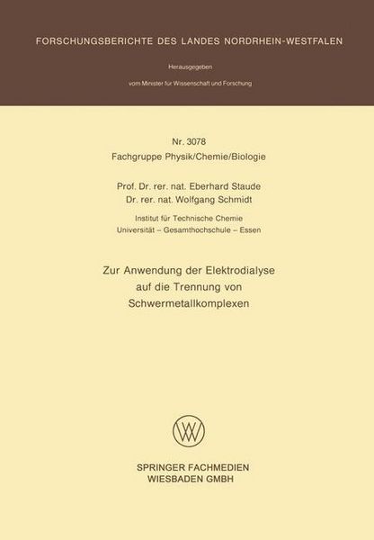 Produktbild: Zur Anwendung der Elektrodialyse auf die Trennung von Schwermetallkomplexen