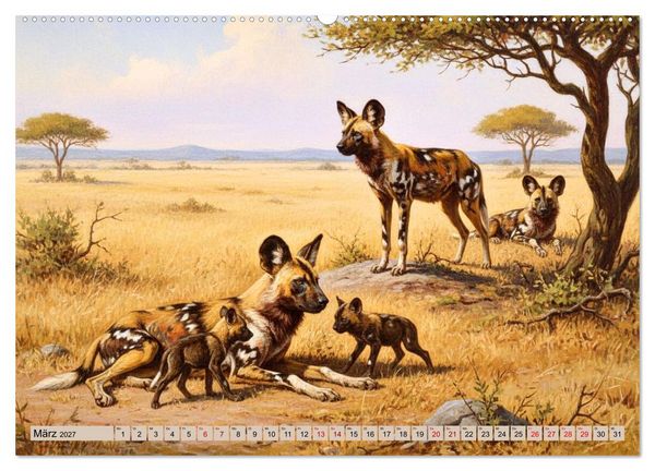 Produktbild: Afrikas Tiere wie aus alten B&uuml;chern (Wandkalender 2027 DIN A2 quer), CALVENDO Monatskalender