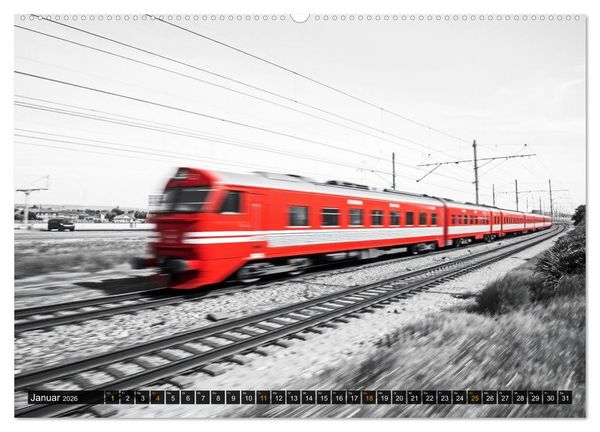 Produktbild: BLITZschnell - Z&uuml;ge und Flugzeuge in Bewegung - Color-Key (hochwertiger Premium Wandkalender 2026 DIN A2 quer), Kunstdruck in Hochglanz