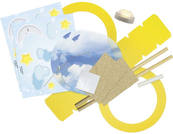 Produktbild: Folia Laternen-Bastelset aus Papier, SONNE, MOND & STERNE inkl. Deko-Licht