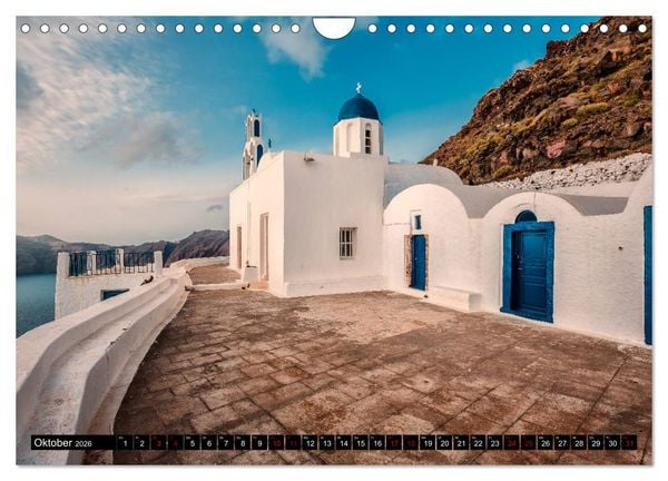 Produktbild: Santorini - Perle in der &Auml;gais (Wandkalender 2026 DIN A4 quer), CALVENDO Monatskalender