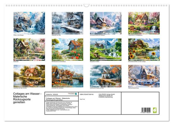 Produktbild: Cottages am Wasser - Malerische R&uuml;ckzugsorte genie&szlig;en (Wandkalender 2026 DIN A2 quer), CALVENDO Monatskalender