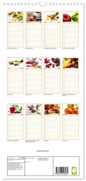 Produktbild: Familienplaner 2026 - Leichte K&uuml;che mit 5 Spalten (Wandkalender, 21 x 45 cm) CALVENDO