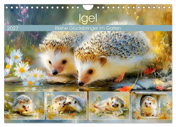 Igel. Kleine Glücksbringer im Garten (Wandkalender 2027 DIN A4 quer), CALVENDO Monatskalender