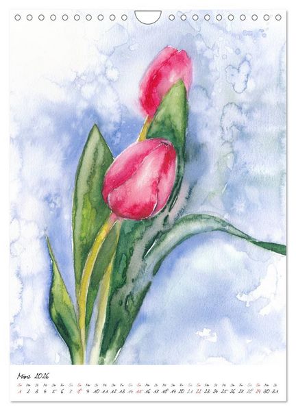 Produktbild: Bl&uuml;tenaquarelle (Wandkalender 2026 DIN A4 hoch), CALVENDO Monatskalender