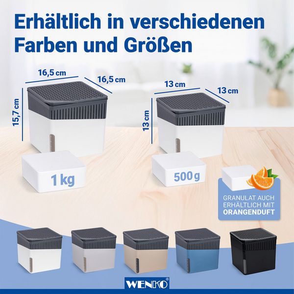 Produktbild: Raumentfeuchter Mod. Cube Wei&szlig; 1000 g mit Nachf&uuml;ller, beugt Schimmel und Ger&uuml;chen vor