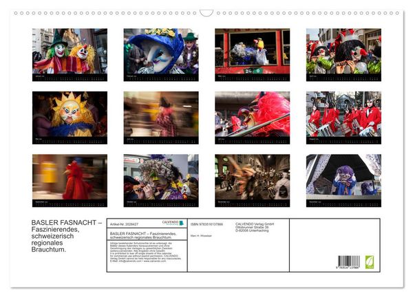 Produktbild: BASLER FASNACHT &ndash; Faszinierendes, schweizerisch regionales Brauchtum. (Wandkalender 2026 DIN A2 quer), CALVENDO Monatskalender