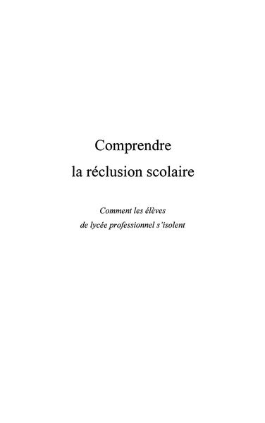 Produktbild: Comprendre la reclusion scolaire