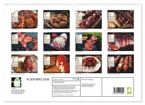 Produktbild: ALIEN-BBQ 2026 (hochwertiger Premium Wandkalender 2026 DIN A2 quer), Kunstdruck in Hochglanz