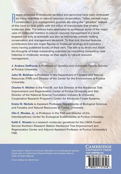 Produktbild: Molecular Approaches in Natural Resource Conservation and Management