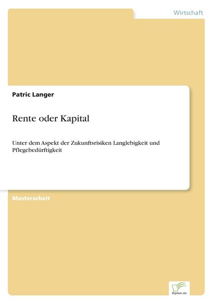 Produktbild: Rente oder Kapital