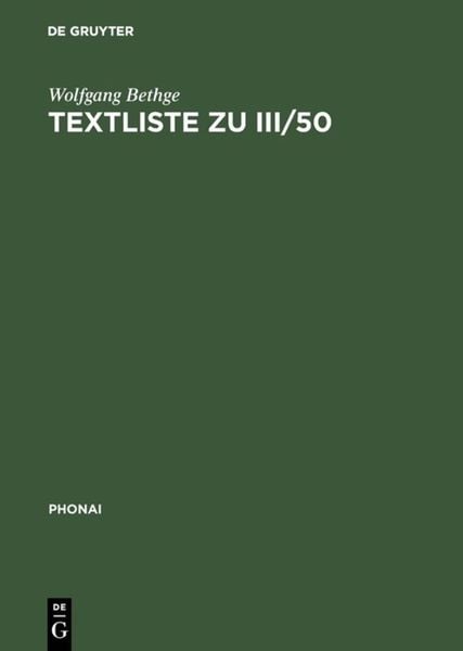 Produktbild: Textliste zu III/50