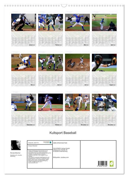 Produktbild: Kultsport Baseball (Wandkalender 2026 DIN A2 hoch), CALVENDO Monatskalender