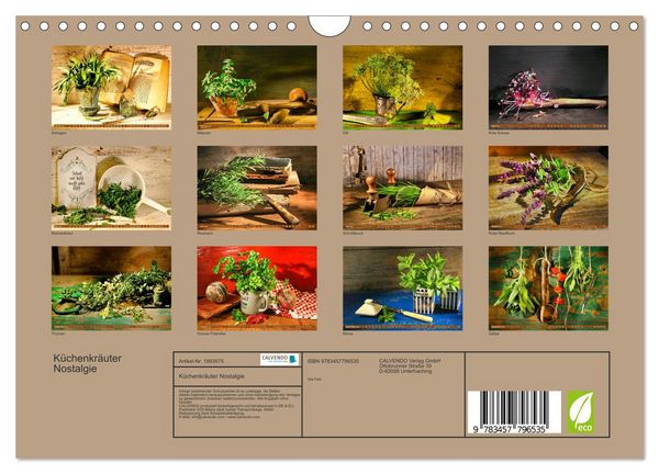 Produktbild: K&uuml;chenkr&auml;uter Nostalgie (Wandkalender 2026 DIN A4 quer), CALVENDO Monatskalender