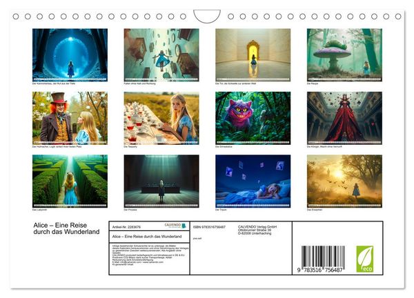Produktbild: Alice &ndash; Eine Reise durch das Wunderland (Wandkalender 2027 DIN A4 quer), CALVENDO Monatskalender