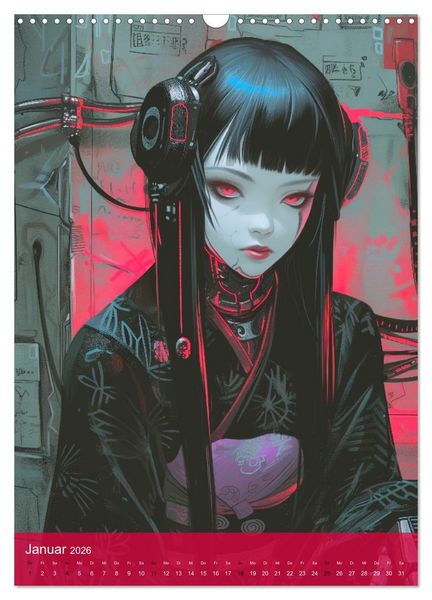 Produktbild: Manga-Comics. Cyberpunk Anime. Science Fiction Girls (Wandkalender 2026 DIN A3 hoch), CALVENDO Monatskalender