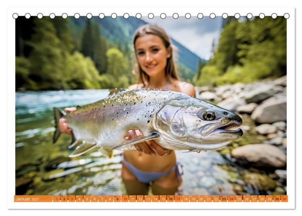 Produktbild: Sexy - Girls mit gro&szlig;en Lachsen (Tischkalender 2027 DIN A5 quer), CALVENDO Monatskalender