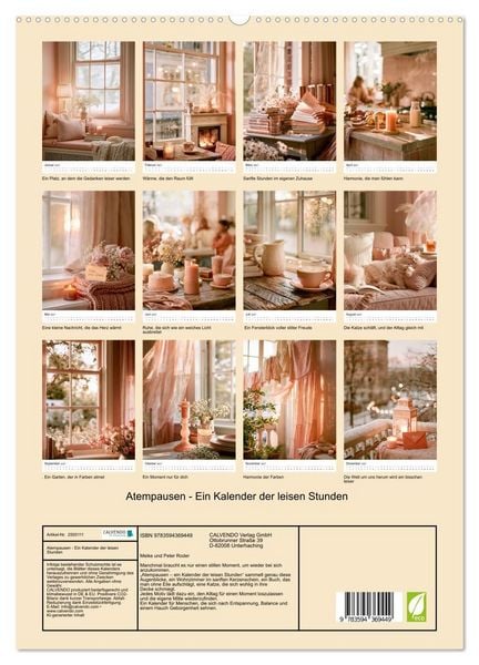 Produktbild: Atempausen - Ein Kalender der leisen Stunden (hochwertiger Premium Wandkalender 2027 DIN A2 hoch), Kunstdruck in Hochglanz