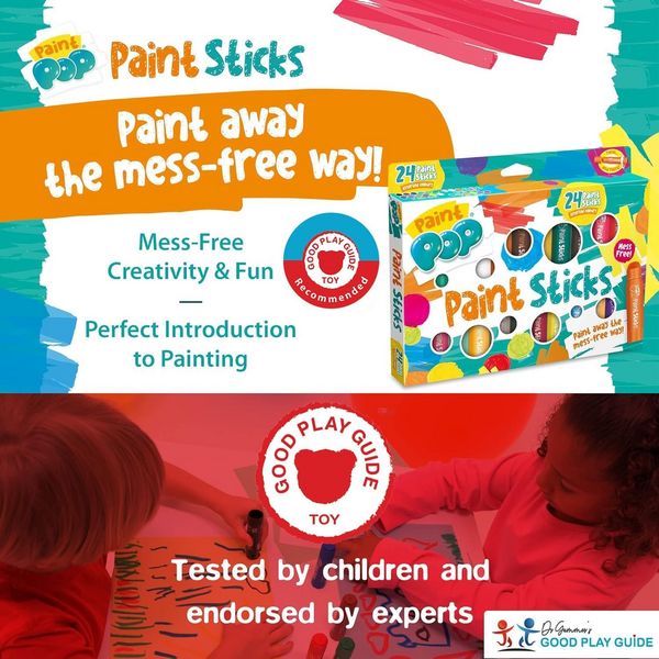 Produktbild: Paint Pop 362202 - Paint Pop: Paint Sticks 24-Pack, klassische Farben, Malstifte, Malset