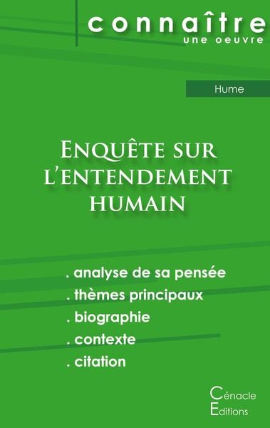 Produktbild: Fiche de lecture Enqu&ecirc;te sur l'entendement humain de David Hume (analyse litt&eacute;raire de r&eacute;f&eacute;rence et r&eacute;sum&eacute; complet)