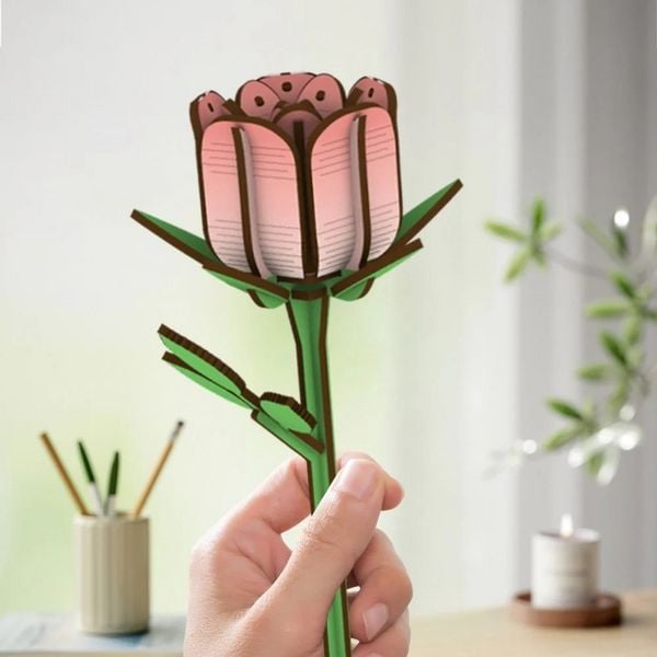 Produktbild: FiguredArt AL105 - Die Rose, 3D Puzzle, Holz, 66 Teile, H&ouml;he: 20 cm