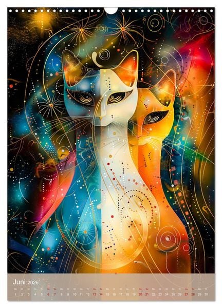 Produktbild: Astrale Katzen - Abstrakte Kunst f&uuml;r Katzenliebhaber (Wandkalender 2026 DIN A3 hoch), CALVENDO Monatskalender