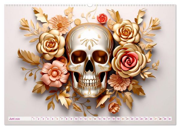 Produktbild: Skull Flower - Totenkopf ART (hochwertiger Premium Wandkalender 2026 DIN A2 quer), Kunstdruck in Hochglanz