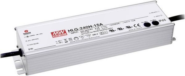 Produktbild: MW Mean Well HLG-240H-12 LED-Treiber, LED-Trafo Konstantspannung, Konstantstrom 192 W 16 A 12 V/DC PFC-Schaltkreis, &Uuml;berlastschutz 1 St.