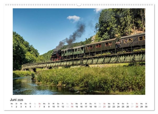 Produktbild: Mit der Eisenbahn in die Fr&auml;nkische Schweiz (hochwertiger Premium Wandkalender 2026 DIN A2 quer), Kunstdruck in Hochglanz