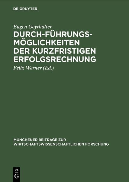 Produktbild: Durchf&uuml;hrungsm&ouml;glichkeiten der kurzfristigen Erfolgsrechnung