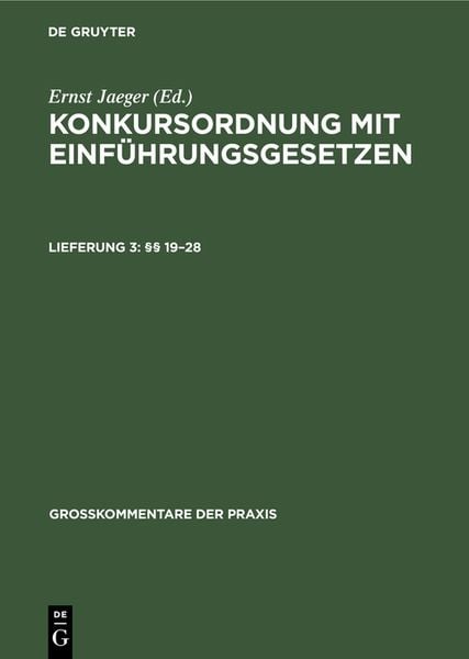 Produktbild: Konkursordnung mit Einf&uuml;hrungsgesetzen / &sect;&sect; 19&ndash;28