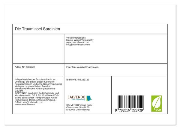 Produktbild: Die Trauminsel Sardinien (Tischkalender 2026 DIN A5 quer), CALVENDO Monatskalender