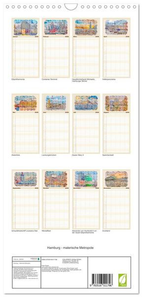 Produktbild: Familienplaner 2026 - Hamburg - malerische Metropole mit 5 Spalten (Wandkalender, 21 x 45 cm) CALVENDO
