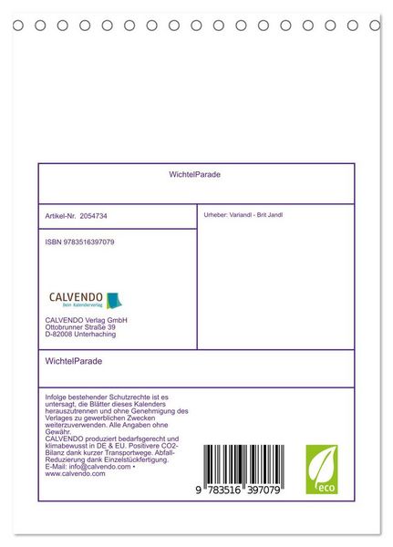 Produktbild: WichtelParade (Tischkalender 2026 DIN A5 hoch), CALVENDO Monatskalender