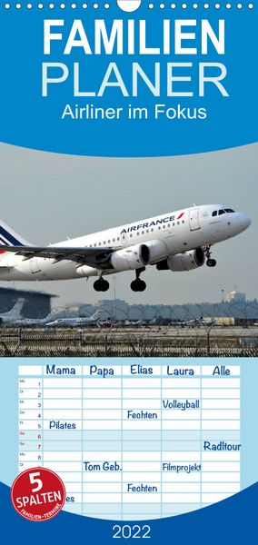 Produktbild: Familienplaner Airliner im Fokus (Wandkalender 2022 , 21 cm x 45 cm, hoch)