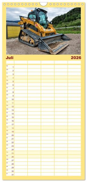 Produktbild: Familienplaner 2026 - Baumaschinen - Maschinen auf der Baustelle mit 5 Spalten (Wandkalender, 21 x 45 cm) CALVENDO