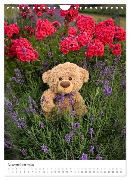 Produktbild: Travelling Teddy liebt Blumen und Bl&uuml;ten (Wandkalender 2026 DIN A4 hoch), CALVENDO Monatskalender