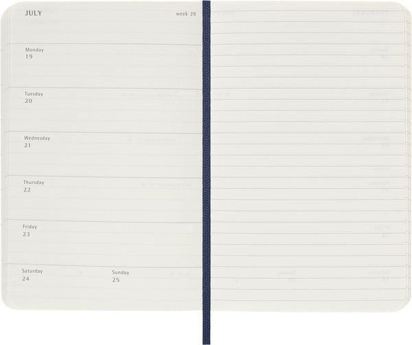 Produktbild: Moleskine 12 Monate Wochen Notizkalender 2027, Pocket/A6, 1 Wo = 1 Seite, rechts linierte Seite, Weicher Einband, Saphir