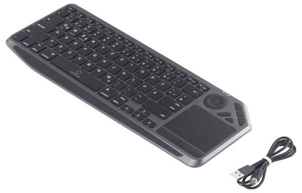 Produktbild: Renkforce RF-WLBTKB-300 Bluetooth&reg;, Funk Tastatur Deutsch, QWERTZ Schwarz Integriertes Touchpad, Wiederaufladbar, Multipair-Funktion
