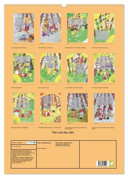 Produktbild: Tobi und das Jahr (Wandkalender 2027 DIN A2 hoch), CALVENDO Monatskalender