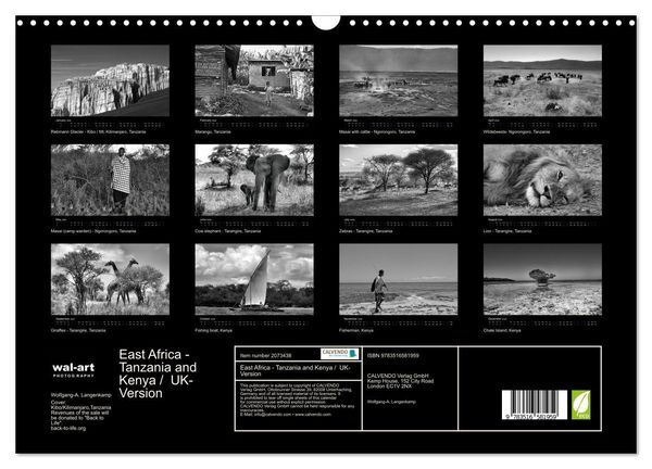 Produktbild: East Africa - Tanzania and Kenya / UK-Version (Wall Calendar 2026 DIN A3 landscape), CALVENDO 12 Month Wall Calendar